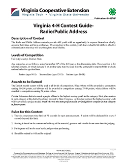 Cover, VVirginia 4-H Contest Guide - Radio/Public Address