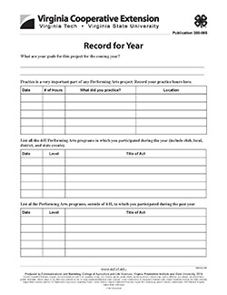 Cover, Performing Arts Record for Year