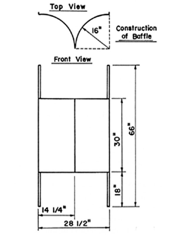 Blue print design of baffle used to balance airflow in a multi-trailer dryer.