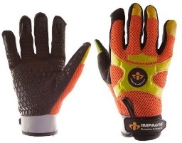 Two orange and yellow anti-vibration gloves