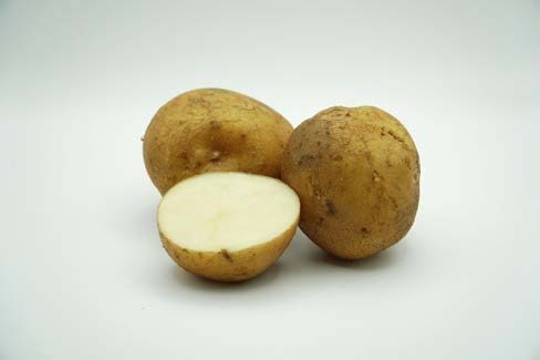 Close up of a cut up potato.
