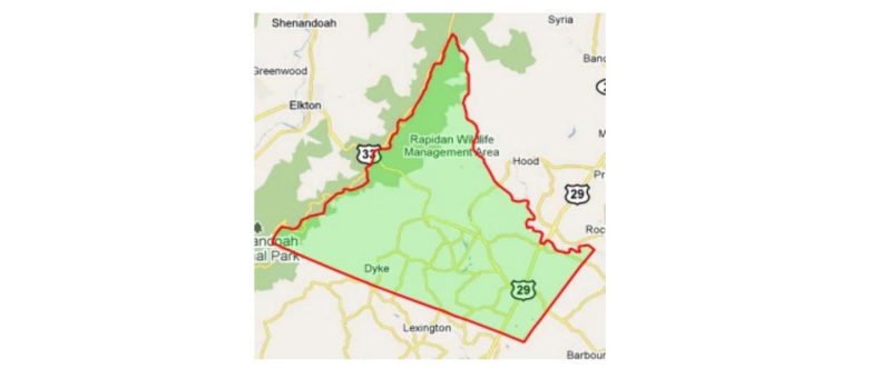 Map of Greene County, Virginia.
