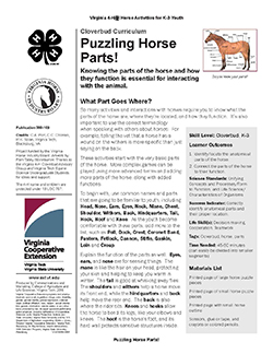 Cover, Cloverbud Curriculum - Puzzling Horse Parts! 
