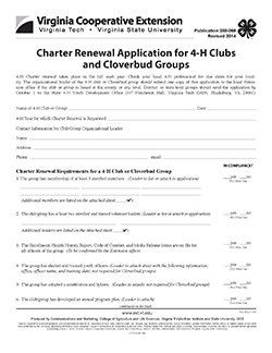 Cover, Charter Renewal Application for 4-H Clubs and Cloverbud Groups JPG