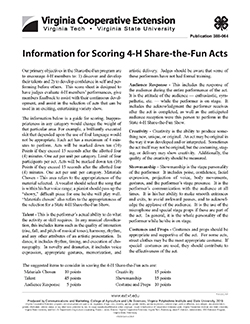 Cover, Information for Scoring 4-H Share-the-Fun Acts