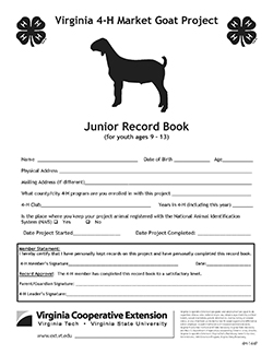 Cover, Virginia 4-H Market Goat Project Junior Record Book