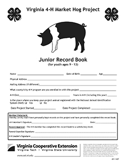 Cover, Virginia 4-H Market Hog Project Junior Record Book