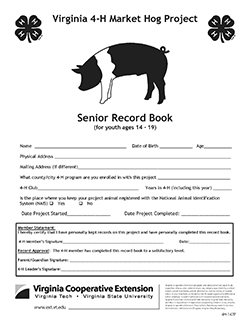 Cover, Virginia 4-H Market Hog Project Senior Record Book