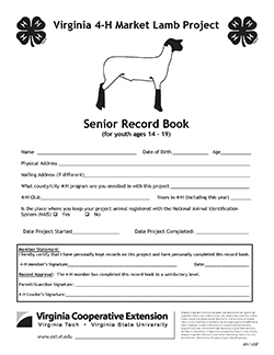 Cover, Virginia 4-H Market Lamb Project Senior Record Book