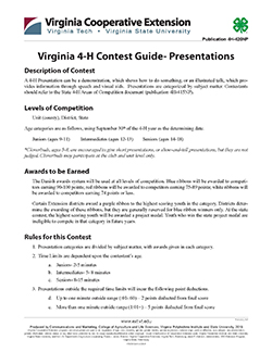 Cover, Virginia 4-H Contest Guide - Presentations