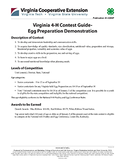 Cover, Virginia 4-H Contest Guide - Egg Preparation Demonstration