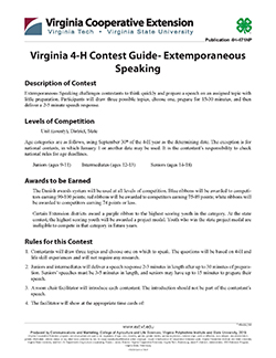 Cover, Virginia 4-H Contest Guide- Extemporaneous Speaking