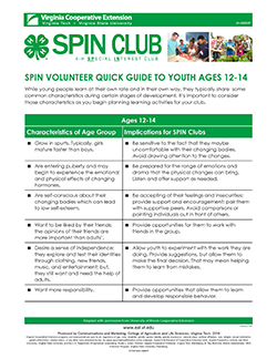 JPG-SPIN Volunteer Quick Guide to Youth Ages 12-14