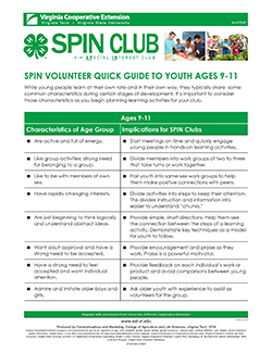 JPG-SPIN Volunteer Quick Guide to Youth Ages 9-11