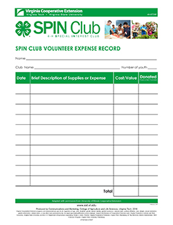 JPG-4H SPIN Club Volunteer Expense record