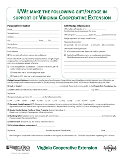 Cover,  Virginia Cooperative Extension Pledge Form JPG