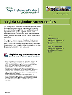 Cover, Virginia Beginning Farmer & Rancher Coalition Program: Virginia Beginning Farmer Profiles