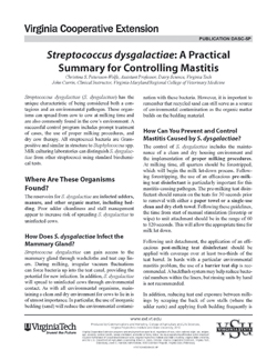 Cover, Streptococcus dysgalactiae: A Practical Summary for Controlling Mastitis JPG
