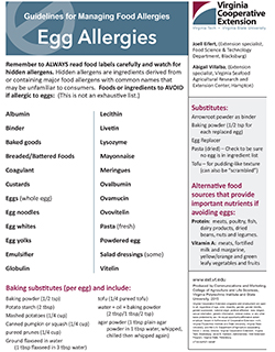 Cover, Guidelines for Managing Food Allergies: Egg Allergies