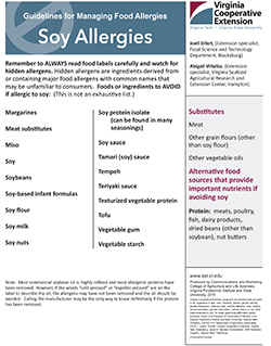 Cover, Guidelines for Managing Food Allergies: Soy Allergies