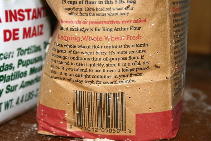 Figure 3. Bag of flour infested by stored product pests (Raeky, public domain, commons.wikimedia.org).