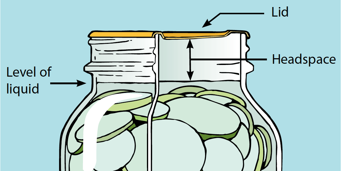 a diagram showing the fill level and head space for a jar.