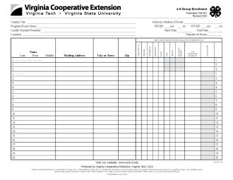 Cover for publication: 4-H Group Enrollment