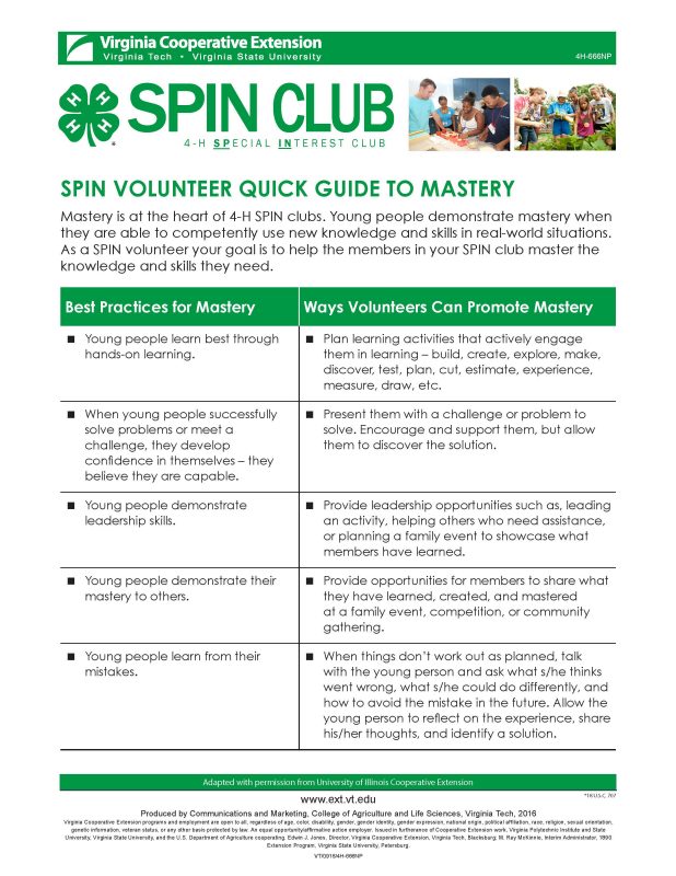 Cover of SPIN Volunteer Quick Guide to Mastery