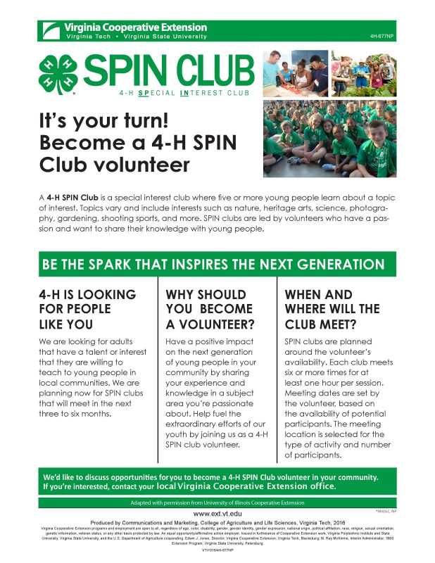 Cover of It’s your turn! Become a 4-H SPIN Club volunteer