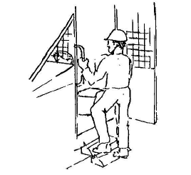 an illustration of a person getting on a skidder