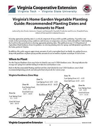 Virginia S Home Garden Vegetable Planting Guide Recommended Planting Dates And Amounts To Plant Vce Publications Virginia Tech