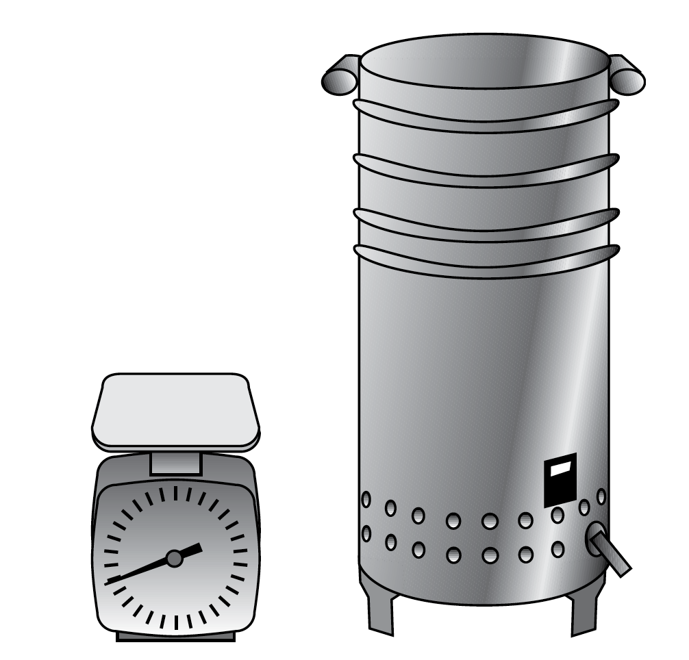 black and white illustration of Heat-type forage moisture tester and scale