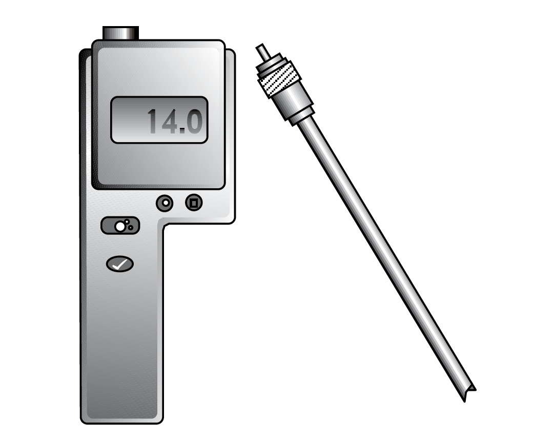 black and white illustration of  Electronic conductance moisture tester and probe.