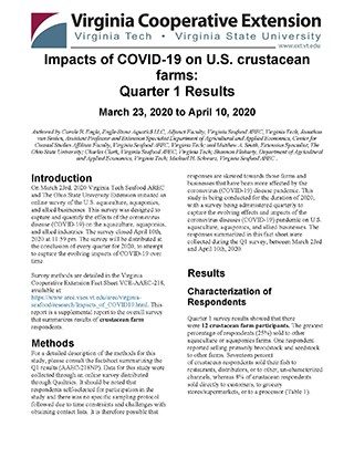 Cover for publication: Impacts of COVID-19 on U.S. crustacean farms: Quarter 1 Results
