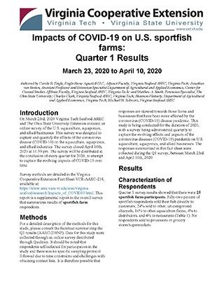Cover for publication: Impacts of COVID-19 on U.S. sportfish farms: Quarter 1 Results