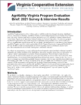 Cover for publication: AgrAbility Virginia Program Evaluation Brief: 2021 Survey & Interview Results