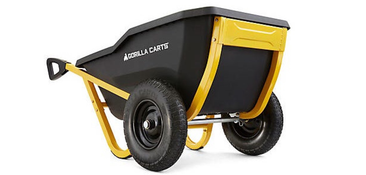 Gorilla Carts 10 cu. ft. Evolution Poly Yard Cart, GCR-10 two wheeled wheelbarrow