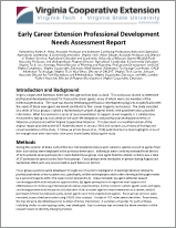 Cover for publication: Early Career Extension Professional Development Needs Assessment Report