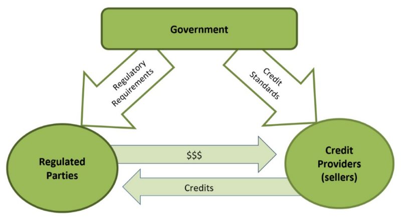 Flow chart showing relationship between regulated parties and credit providers.