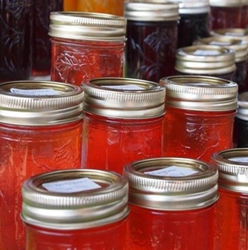 Jars of jams and jellies for sale