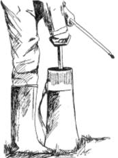 Hand-operated pump for compressed air sprayer.