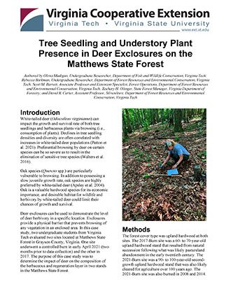 Tree Seedling and Understory Plant Presence in Deer Exclosures on the Matthews State Forest