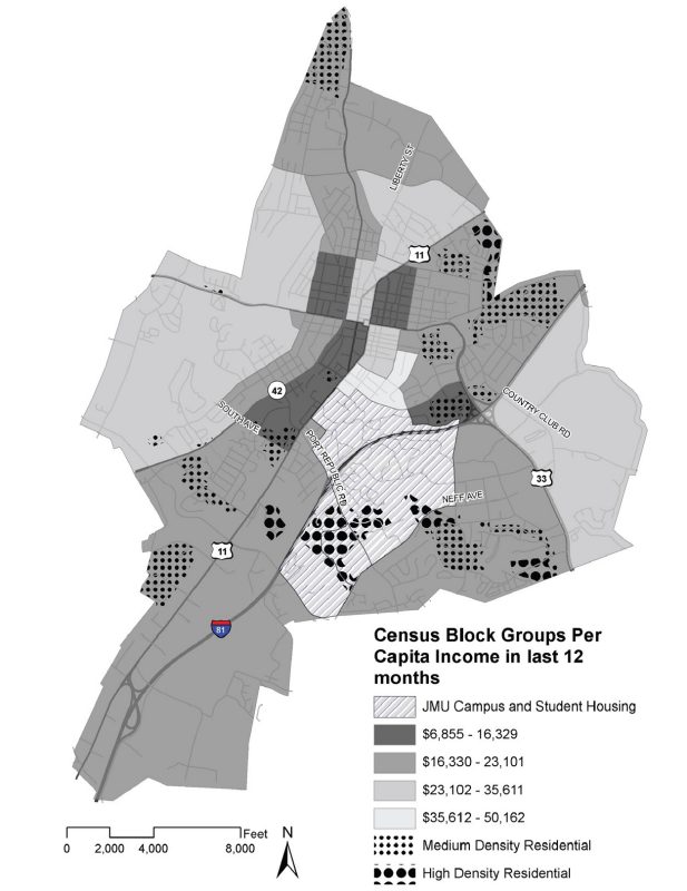 Map of Census Block Groups per Capita Income in last 12 months