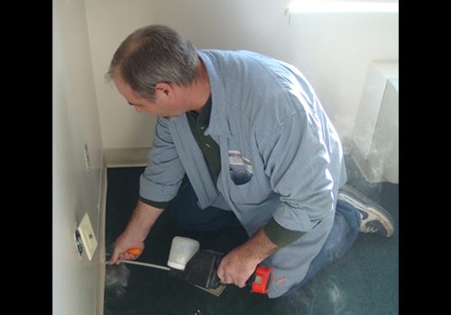 picture of a person applying a desiccant dust in wall voids