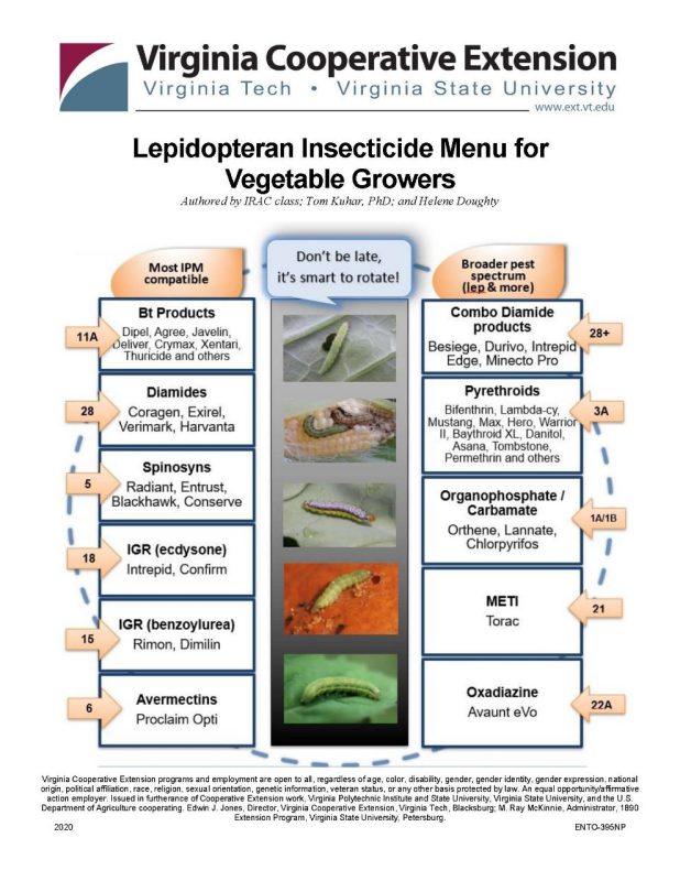 Cover for publication: Lepidopteran Insecticide Menu for Vegetable Growers