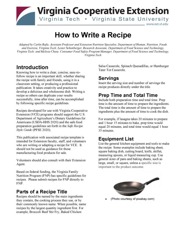 Cover for publication: How to Write a Recipe