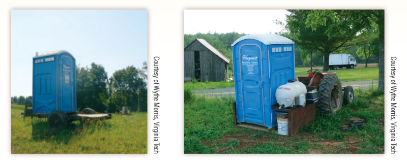 two photos of toilet facilities
