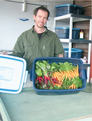a photo of a person with a container and lid