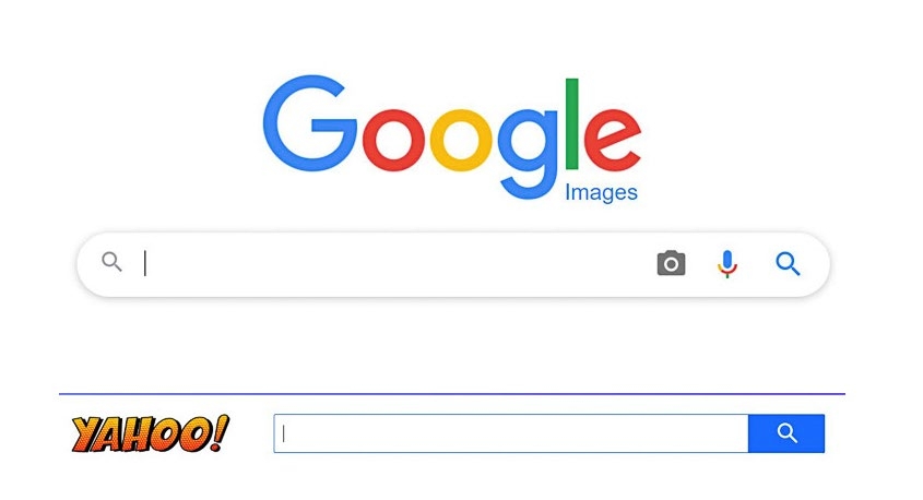 Examples of blank Google and Yahoo search engine boxes.
