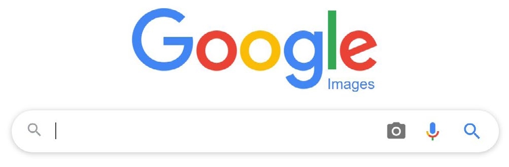 Example of a blank Google images search box with a camera icon.